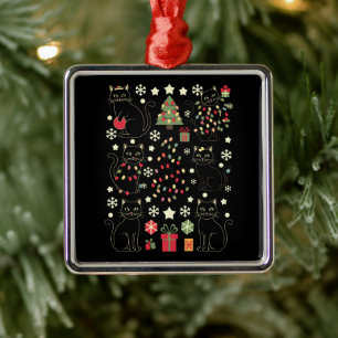 Kerstcadeau voor kattenliefhebber voor katteneigen metalen ornament