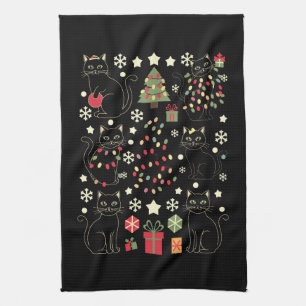 Kerstcadeau voor kattenliefhebber voor katteneigen theedoek