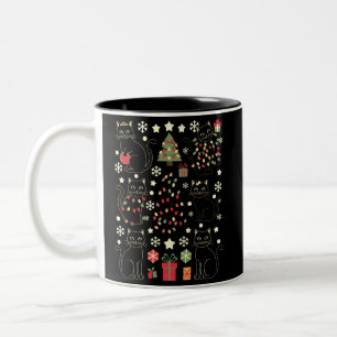 Kerstcadeau voor kattenliefhebber voor katteneigen tweekleurige koffiemok