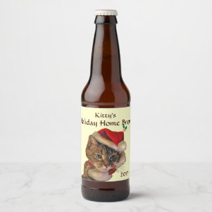 kerstcadeau voor Kerstmis in Santa Kat Bier Etiket