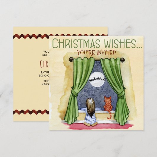 kerstcadeau voor kinderen en katten kaart (Voorkant / Achterkant)