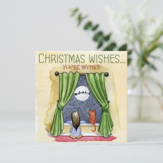 kerstcadeau voor kinderen en katten kaart (Staand voorkant)