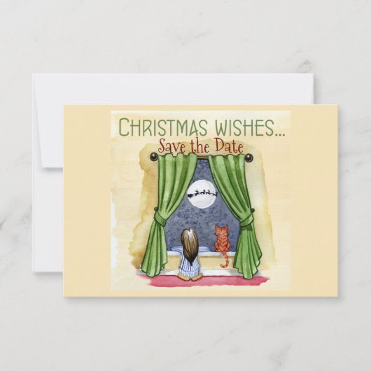 kerstcadeau voor kinderen en katten save the date (Voorkant)