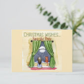 kerstcadeau voor kinderen en katten save the date (Staand voorkant)