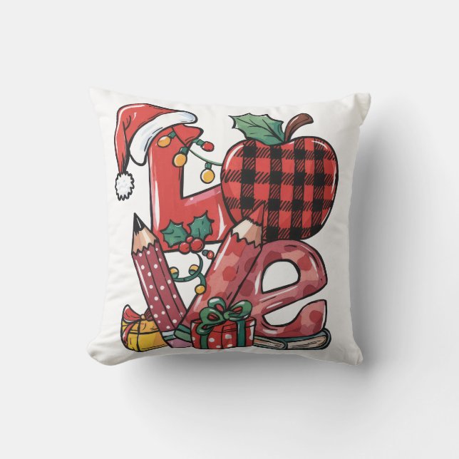 Kerstcadeau voor leraar | Prettig kerstfeest Kussen (Voorkant)