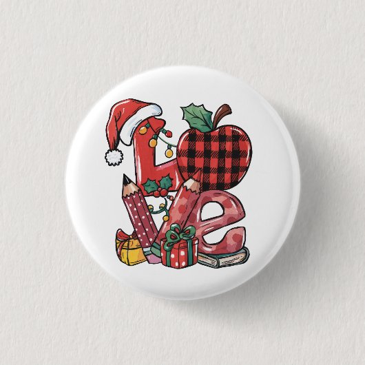 Kerstcadeau voor leraar | Prettig kerstfeest Ronde Button 3,2 Cm (Voorkant)