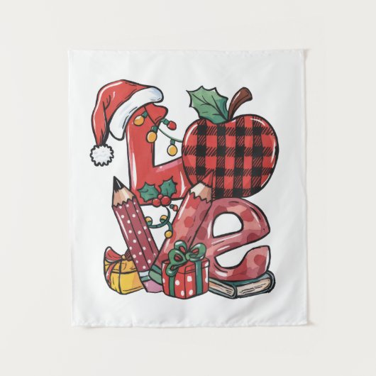 Kerstcadeau voor leraar | Prettig kerstfeest Wandkleed (Voorkant)