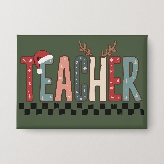 Kerstcadeau voor leraren Wintervakantie Button (Voorkant)