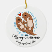 kerstcadeau voor man vrouw otter keramisch ornament (Voorkant)