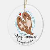 kerstcadeau voor man vrouw otter keramisch ornament (Links)