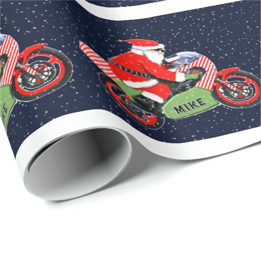 Kerstcadeau voor motorrijders cadeaupapier (Rol Hoek)