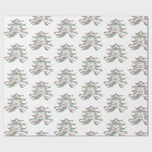 kerstcadeau voor Pagoda Pagodas Wrapping Paper Cadeaupapier (Vlak)