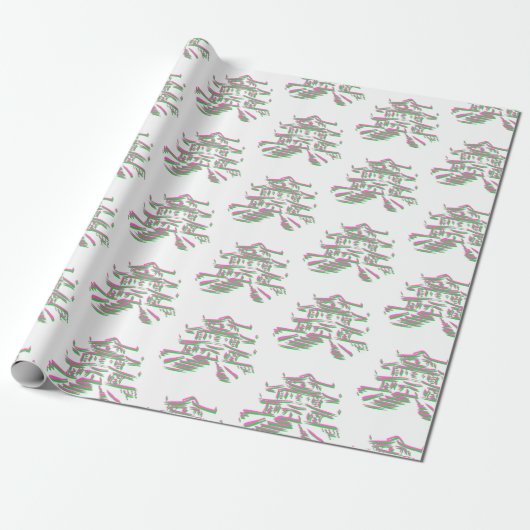 kerstcadeau voor Pagoda Pagodas Wrapping Paper Cadeaupapier (Uitgerold)