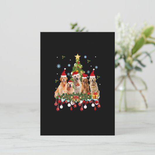 kerstcadeau voor Pajama Golden Retriever Tree Kaart (Staand voorkant)