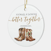 Kerstcadeau voor pasgehuwden, beter samen keramisch ornament (Links)