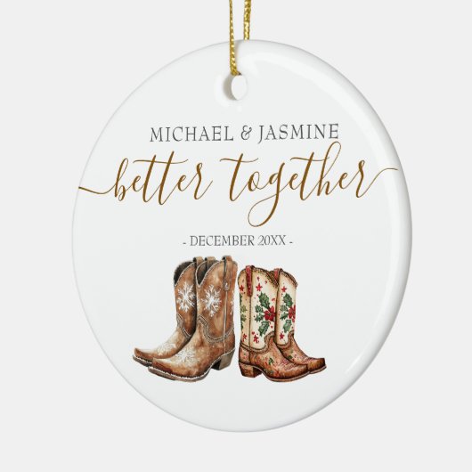 Kerstcadeau voor pasgehuwden, beter samen keramisch ornament (Links)