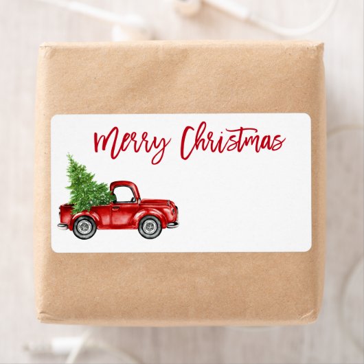 kerstcadeau voor penseel Script Red Truck Etiket (Insitu)