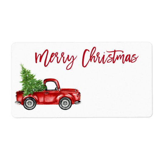  kerstcadeau voor penseel Script Red Truck Etiket (Voorkant)