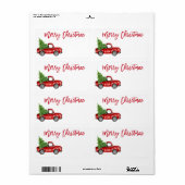 kerstcadeau voor penseel Script Red Truck Etiket (Full Sheet)