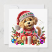 Kerstcadeau voor Poedel Feestdagenkaart (Voorkant)