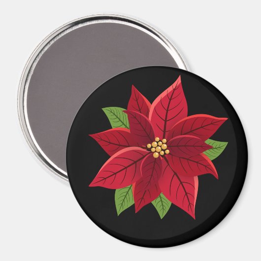 kerstcadeau voor Poinsettia Magneet (Voorkant / Achterkant)