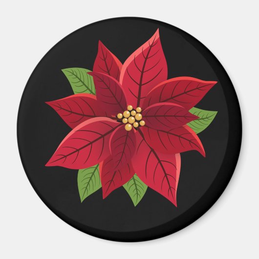kerstcadeau voor Poinsettia Magneet (Voorkant)