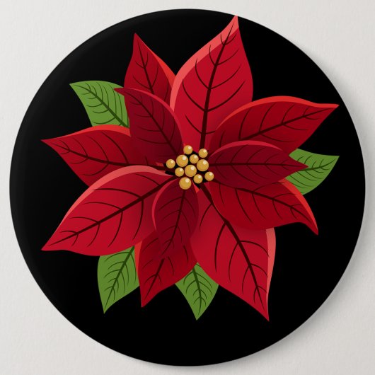 kerstcadeau voor Poinsettia Ronde Button 6,0 Cm (Voorkant)