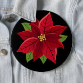kerstcadeau voor Poinsettia Ronde Button 6,0 Cm (In situ)