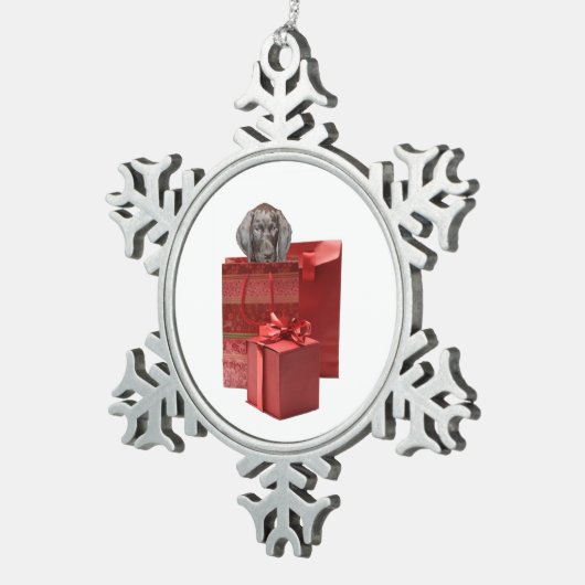Kerstcadeau voor Pointer Puppy Tin Sneeuwvlok Ornament (Rechts)