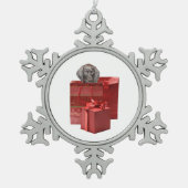 Kerstcadeau voor Pointer Puppy Tin Sneeuwvlok Ornament (Voorkant)
