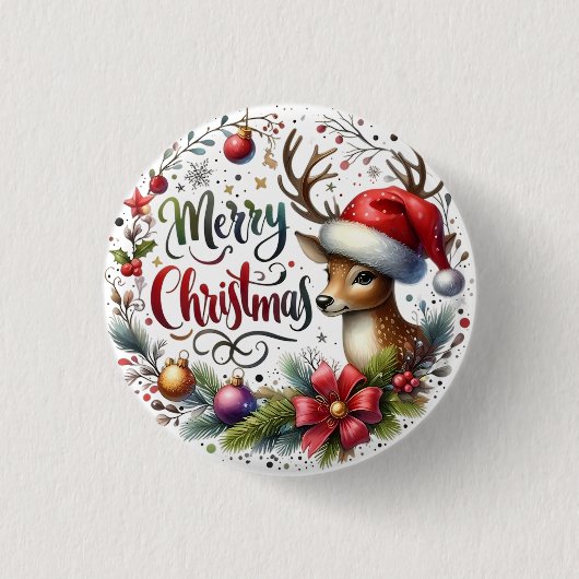 kerstcadeau voor prettige feestdagen ronde button 3,2 cm (Voorkant)