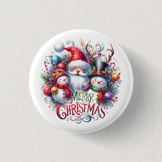kerstcadeau voor prettige feestdagen ronde button 3,2 cm (Voorkant)