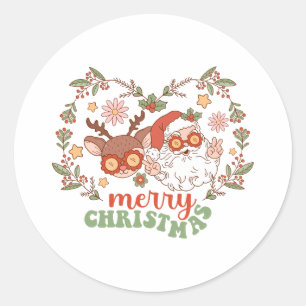 kerstcadeau voor prettige feestdagen ronde sticker
