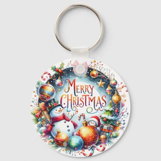 kerstcadeau voor prettige feestdagen sleutelhanger (Voorkant)
