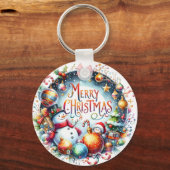kerstcadeau voor prettige feestdagen sleutelhanger (Voorkant)