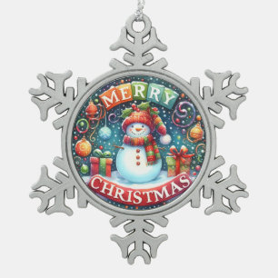 kerstcadeau voor prettige feestdagen tin sneeuwvlok ornament