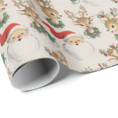 kerstcadeau voor retro Santa Reindeer-kerstcadeau Cadeaupapier (Rol Hoek)