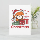 Kerstcadeau voor Rode Panda Winter Rode Panda's Feestdagenkaart (Staand voorkant)