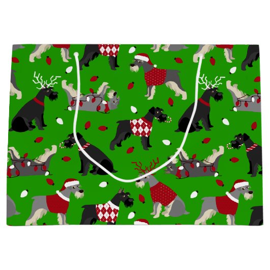 kerstcadeau voor Schnauzer Large Gift Bag Groot Cadeauzakje (Voorkant)