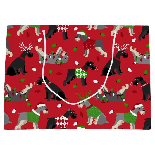 kerstcadeau voor Schnauzer Large Gift Bag Groot Cadeauzakje (Voorkant)