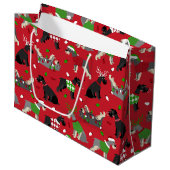 kerstcadeau voor Schnauzer Large Gift Bag Groot Cadeauzakje (Voorkant Gekanteld)