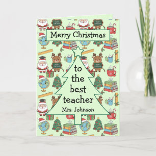 Kerstcadeau voor schoolleraar gepersonaliseerd kaart