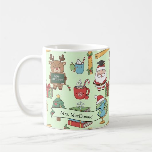 Kerstcadeau voor schoolleraar gepersonaliseerd koffiemok (Links)
