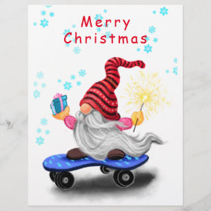 kerstcadeau voor skater met cadeaus briefhoofd