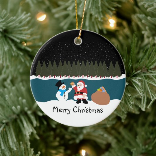 kerstcadeau voor Snowman met kerstmis Keramisch Ornament (Boom)
