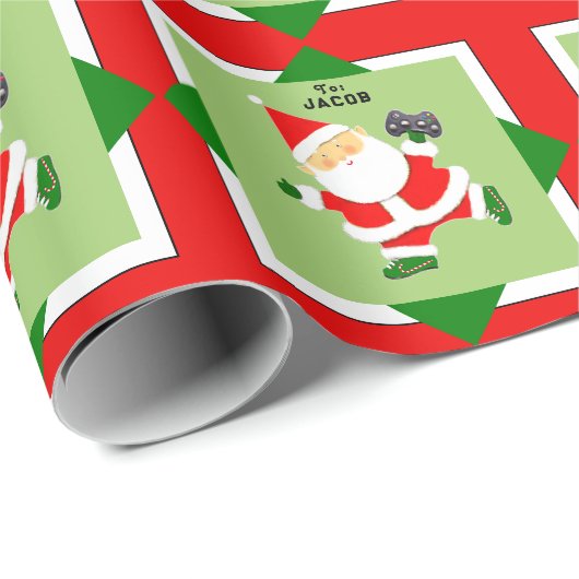 Kerstcadeau voor videogamers cadeaupapier (Rol Hoek)