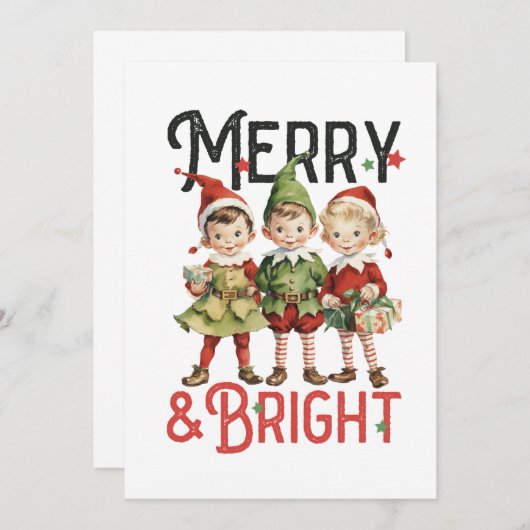 Kerstcadeau vrolijk en stralend kaart (Voorkant / Achterkant)