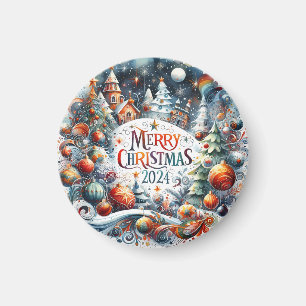 Kerstcadeau Vrolijk Kerstfeest 2024 Magneet