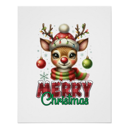 Kerstcadeau Vrolijk Kerstrendier Perfect Poster (Voorkant)
