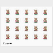 Kerstcadeau Vrolijk Kerstrendier Ronde Sticker (Vel)